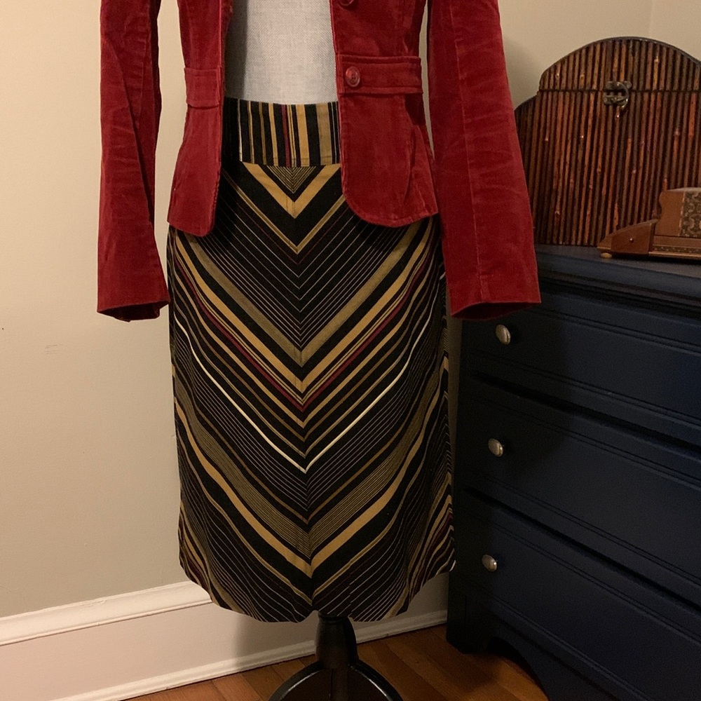 Liquid Chevron Corduroy A-line Skirt